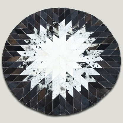 Spear Rounded Dark & White Patchwork Rug #A105 by Hide Hoof