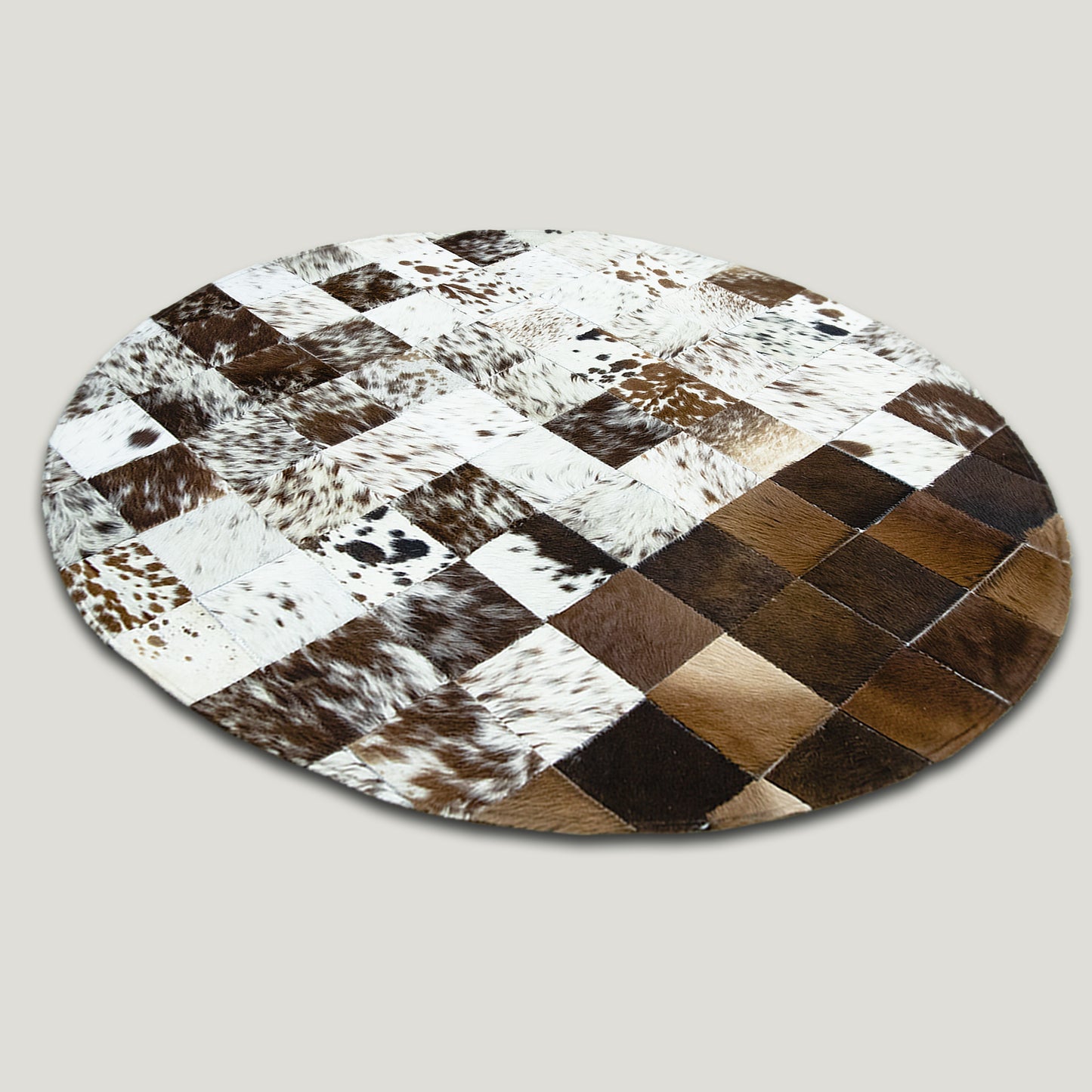 Squared Rounded Tricolor Patchwork Rug #A103 by Hide Hoof