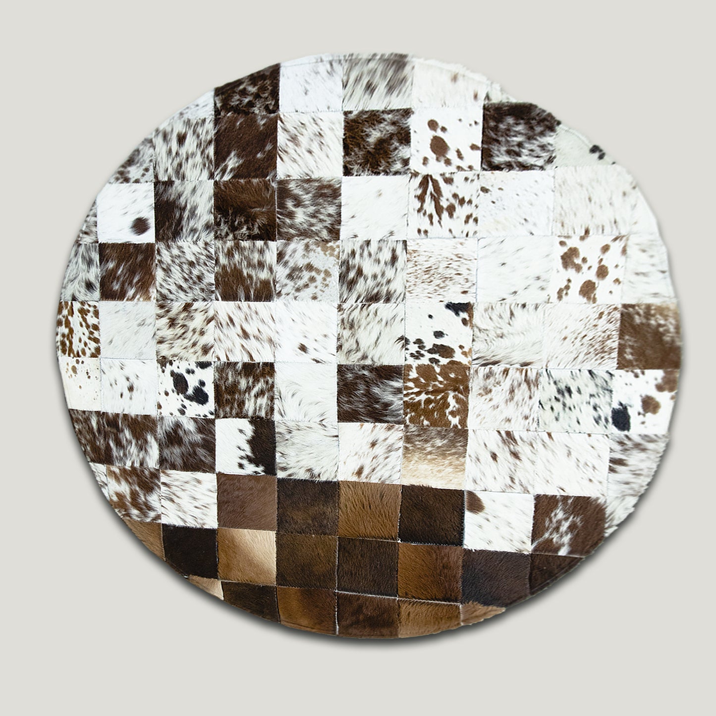 Squared Rounded Tricolor Patchwork Rug #A103 by Hide Hoof