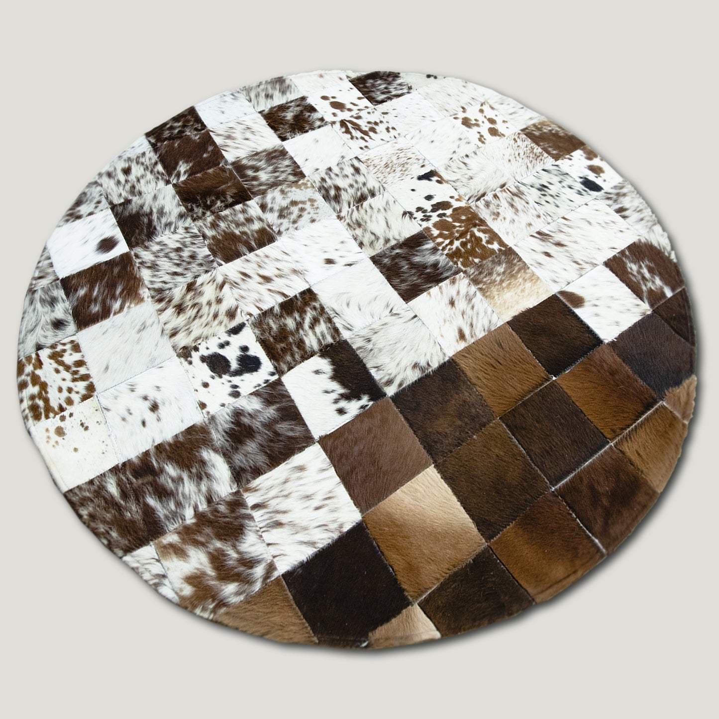 Squared Rounded Tricolor Patchwork Rug #A103 by Hide Hoof