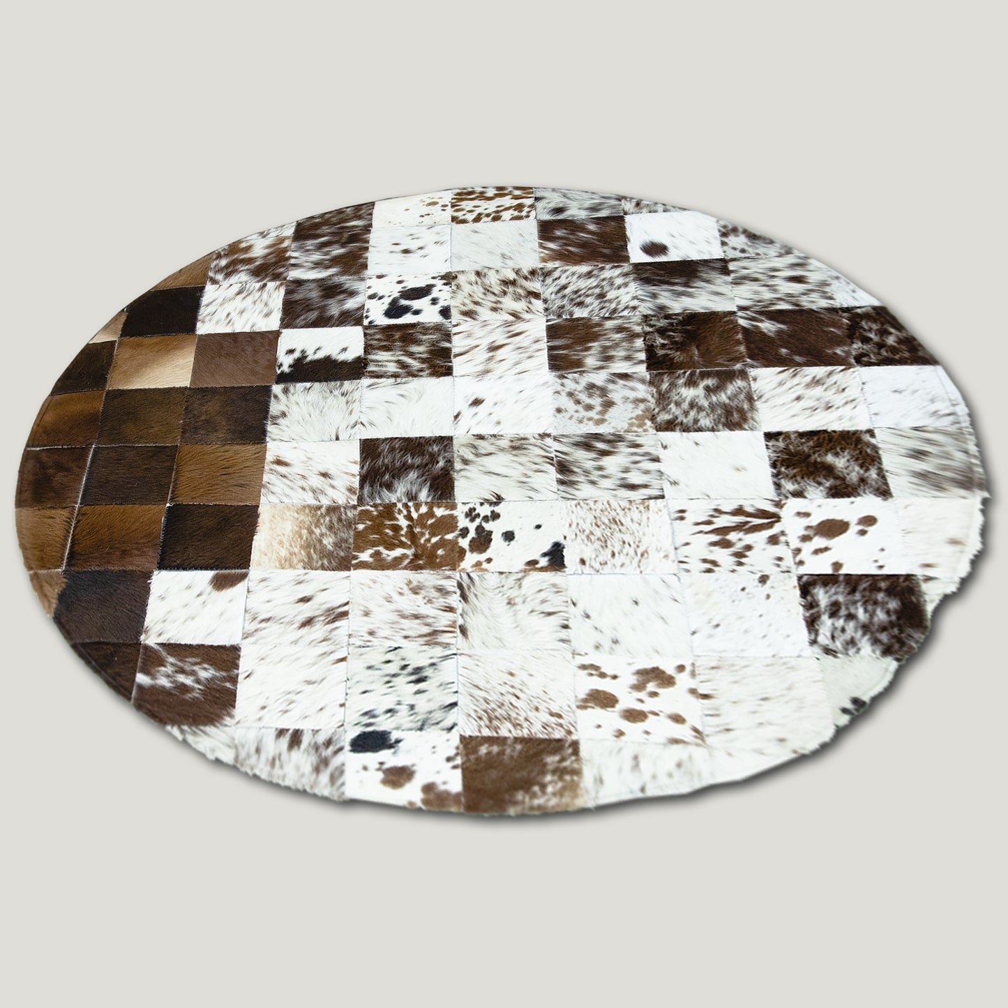 Squared Rounded Tricolor Patchwork Rug #A103 by Hide Hoof