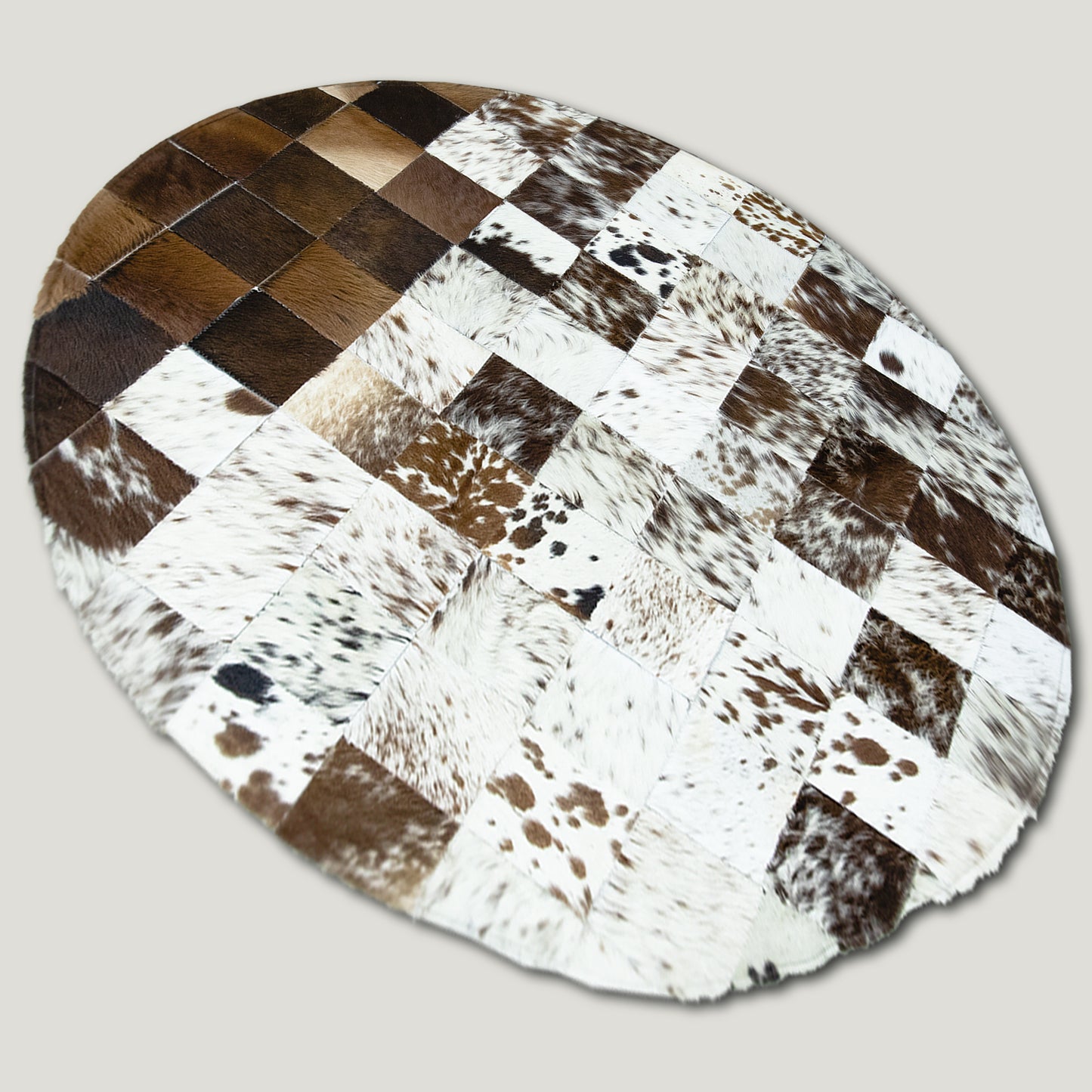 Squared Rounded Tricolor Patchwork Rug #A103 by Hide Hoof