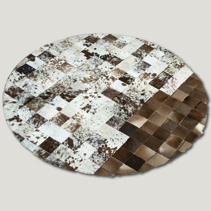 Squared Rounded Tricolor Patchwork Rug #A104 by Hide Hoof