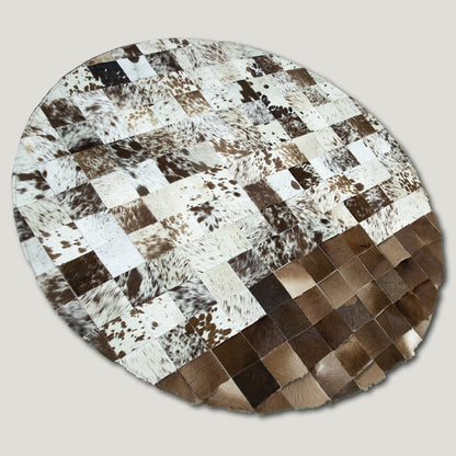 Squared Rounded Tricolor Patchwork Rug #A104 by Hide Hoof