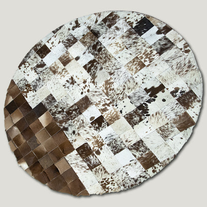 Squared Rounded Tricolor Patchwork Rug #A104 by Hide Hoof