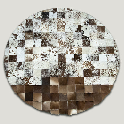 Squared Rounded Tricolor Patchwork Rug #A104 by Hide Hoof