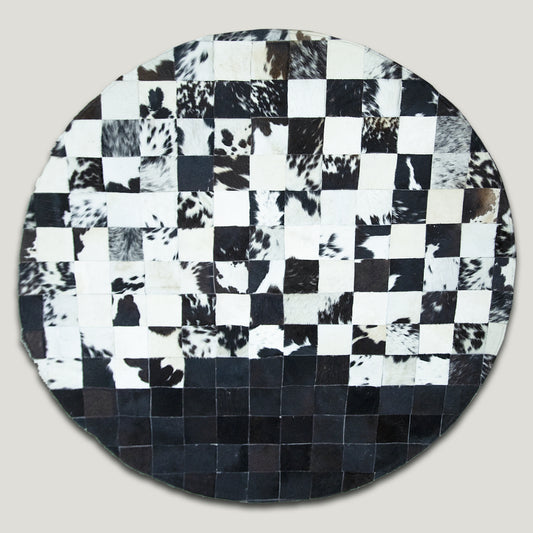 Squared Rounded Dark & White Patchwork Rug #A107 by Hide Hoof