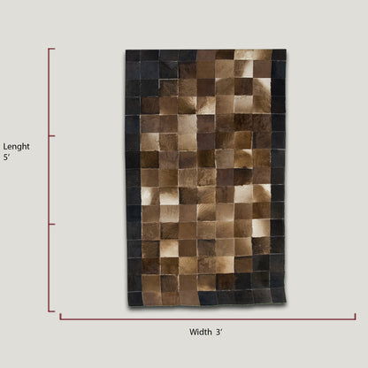 Squared Tricolor Patchwork Rug #A151 by Hide Hoof