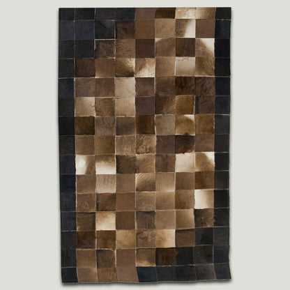 Squared Tricolor Patchwork Rug #A151 by Hide Hoof