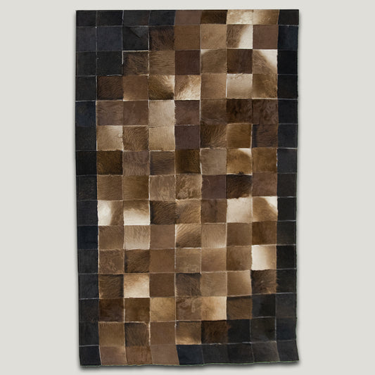 Squared Tricolor Patchwork Rug #A151 by Hide Hoof