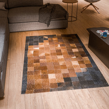 Squared Duo-Color Patchwork Rug #A152 by Hide Hoof