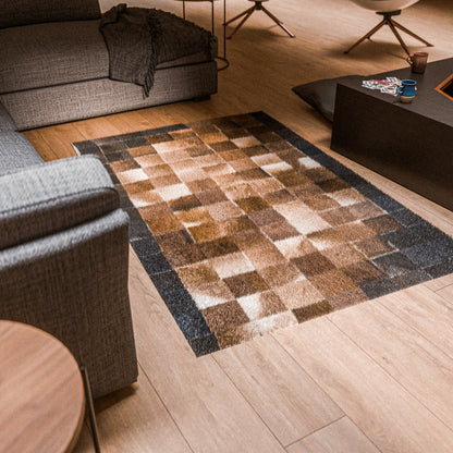 Squared Tricolor Patchwork Rug #A151 by Hide Hoof