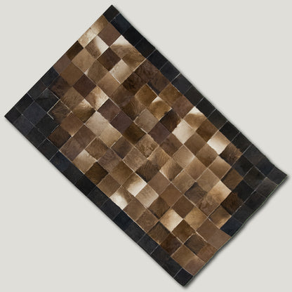 Squared Tricolor Patchwork Rug #A151 by Hide Hoof