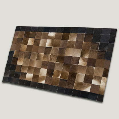 Squared Tricolor Patchwork Rug #A151 by Hide Hoof