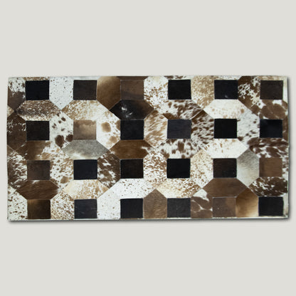 Tricolor Squared-Dotted Patchwork Rug #A157 by Hide Hoof