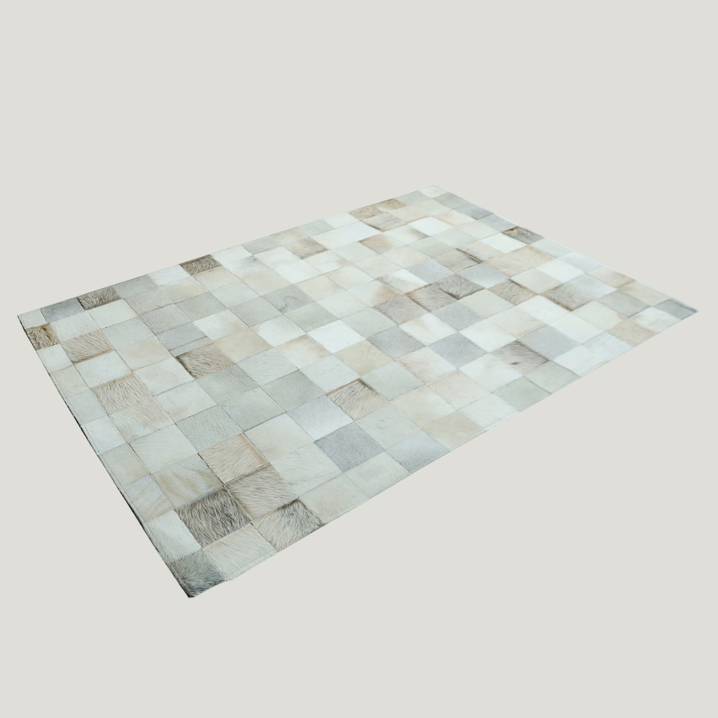 White & Grey Patchwork Rug #A154 by Hide Hoof