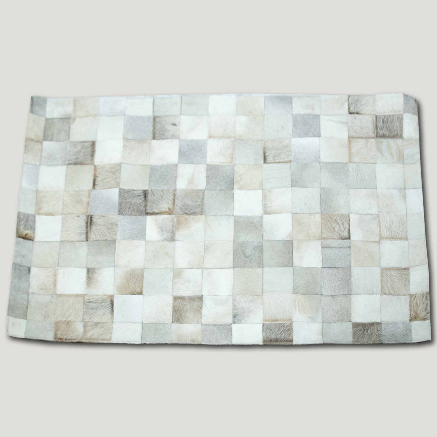 White & Grey Patchwork Rug #A154 by Hide Hoof