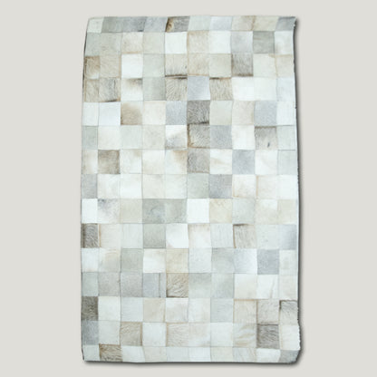 White & Grey Patchwork Rug #A154 by Hide Hoof