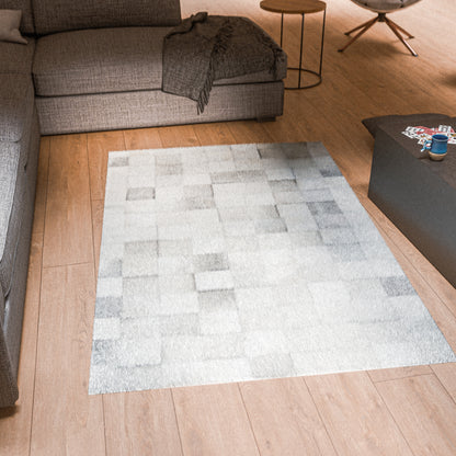 White & Grey Patchwork Rug #A153 by Hide Hoof