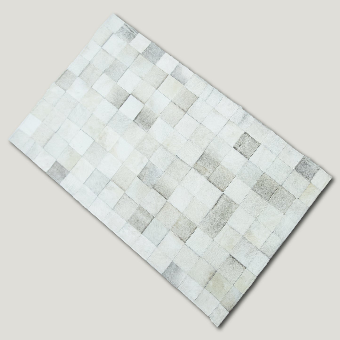 White & Grey Patchwork Rug #A153 by Hide Hoof