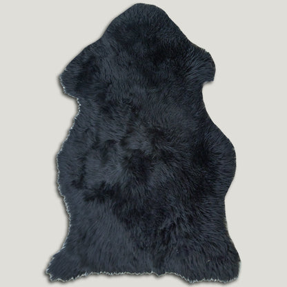 Black Furry Sheepskin Rug #A201 by Hide Hoof