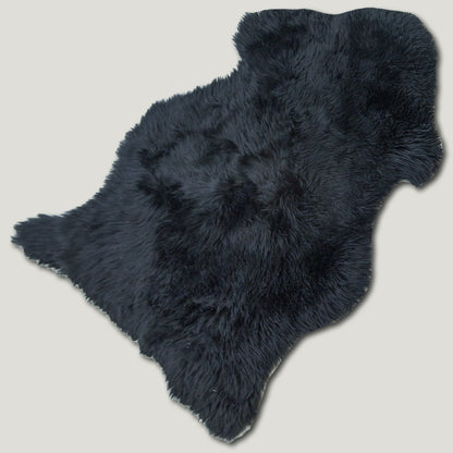 Black Furry Sheepskin Rug #A201 by Hide Hoof