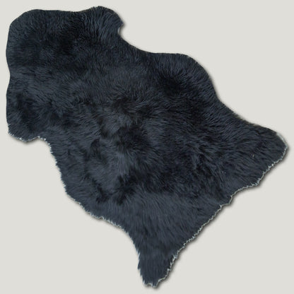 Black Furry Sheepskin Rug #A201 by Hide Hoof