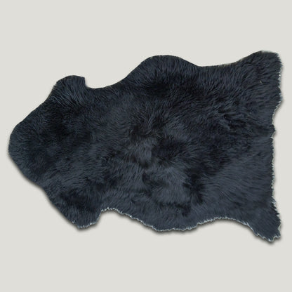 Black Furry Sheepskin Rug #A201 by Hide Hoof