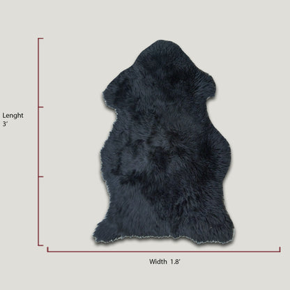 Black Furry Sheepskin Rug #A201 by Hide Hoof