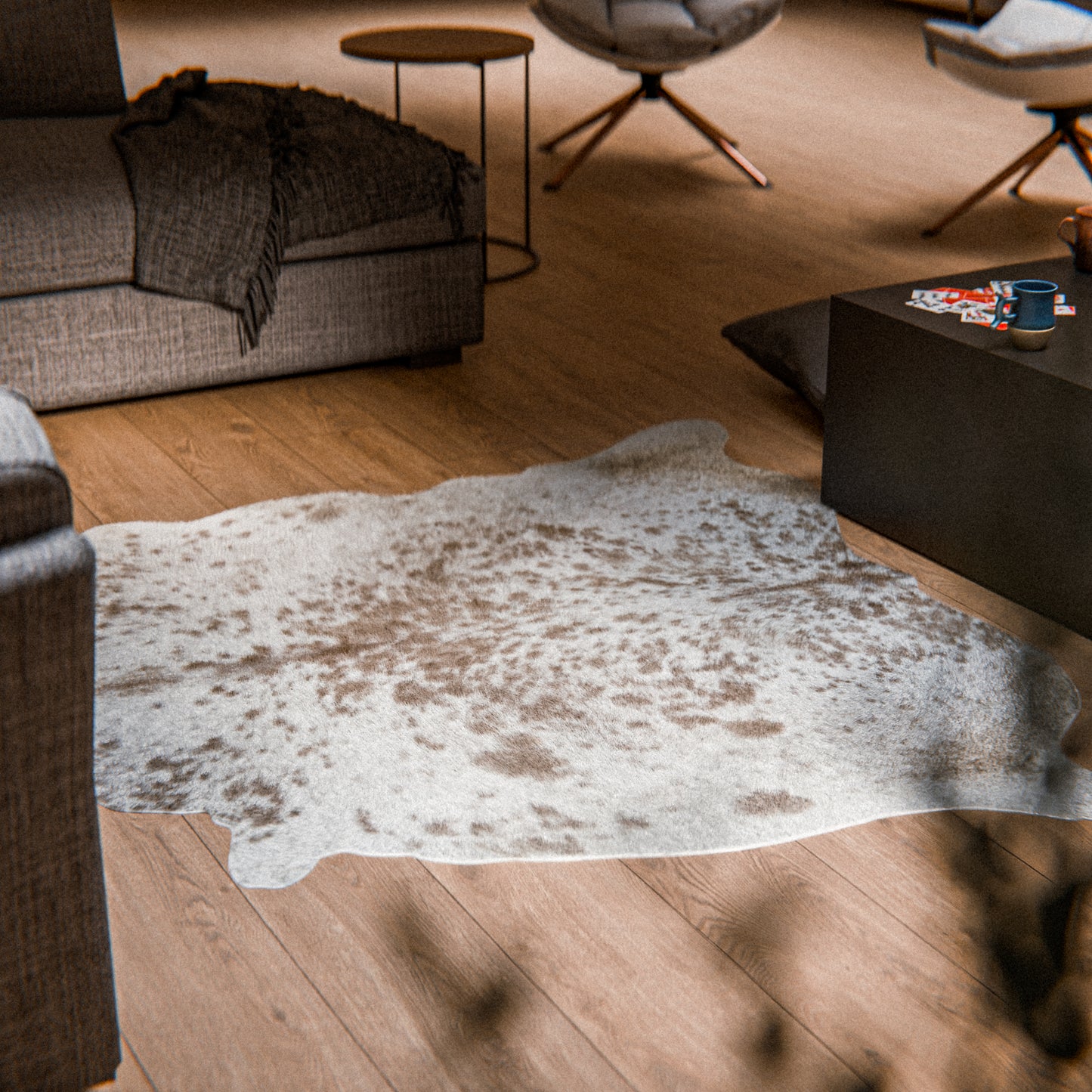 Speckled White & Caramel Brown Cowhide Rug #A025 by Hide Hoof