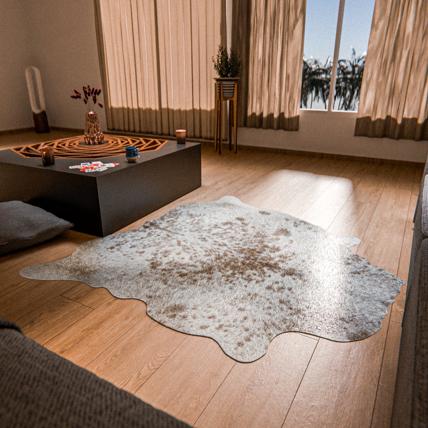 Speckled White & Caramel Brown Cowhide Rug #A025 by Hide Hoof