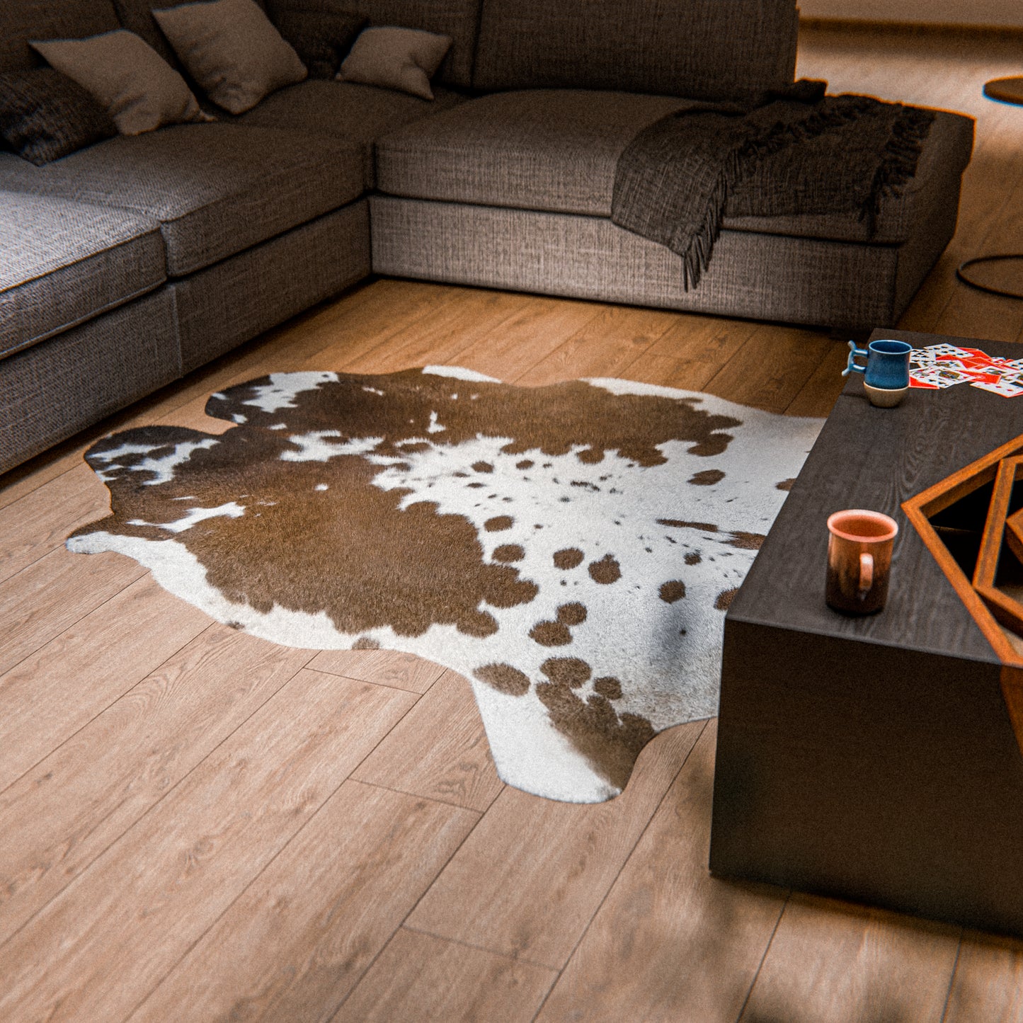 Chocolate and White Cowhide Rug #A026 by Hide Hoof