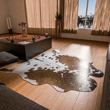 Chocolate and White Cowhide Rug #A026 by Hide Hoof