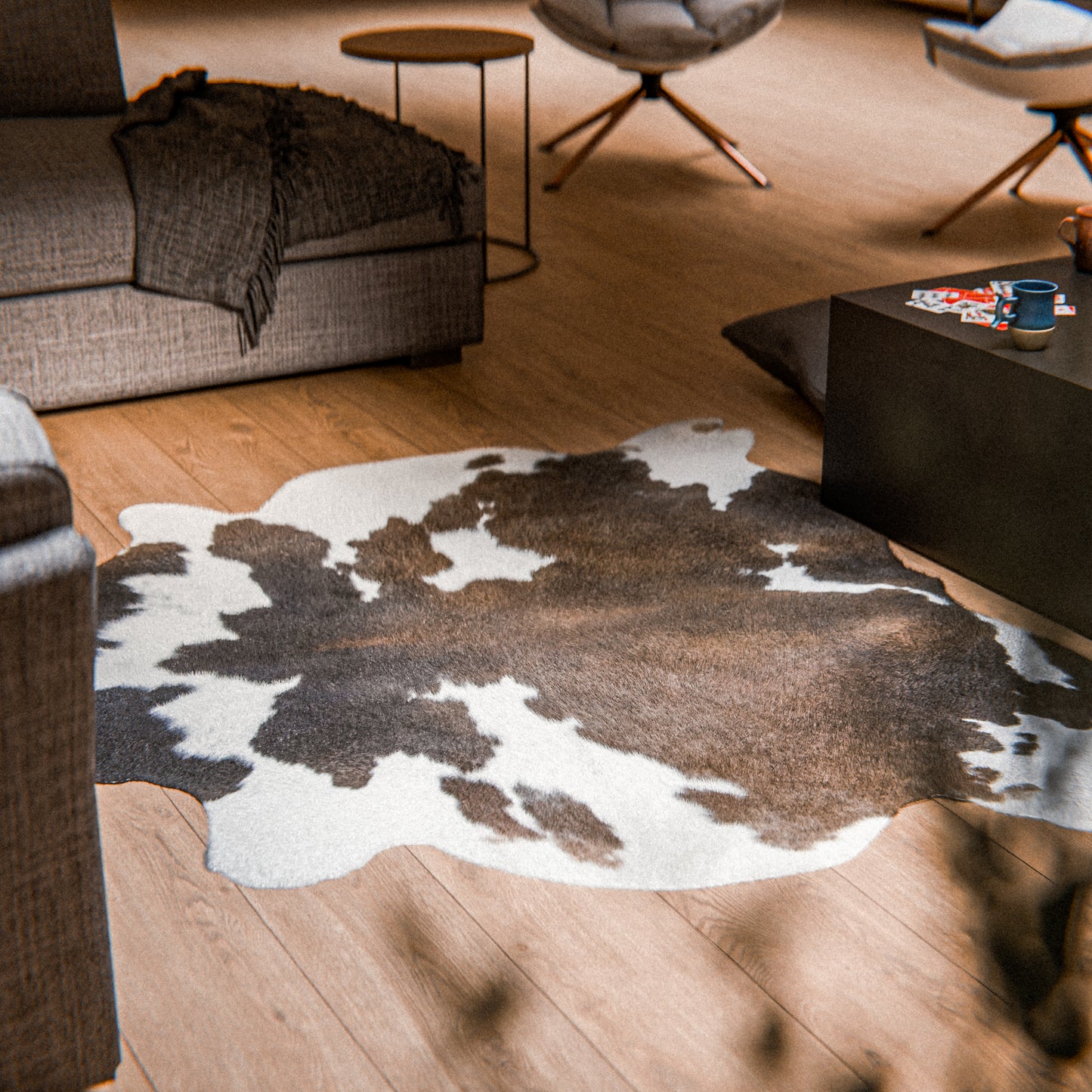 Chocolate and White Cowhide Rug #A028 by Hide Hoof