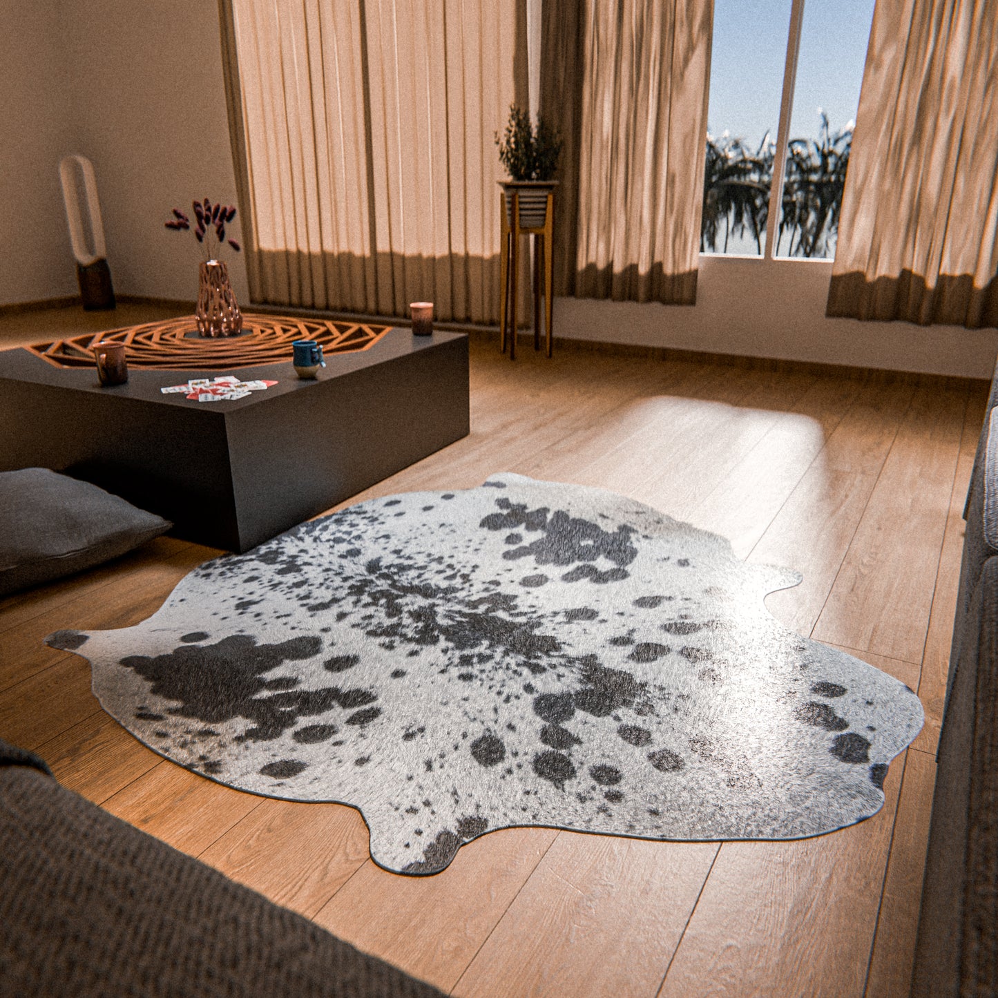 Black and White Cowhide Rug #A001 by Hide Hoof