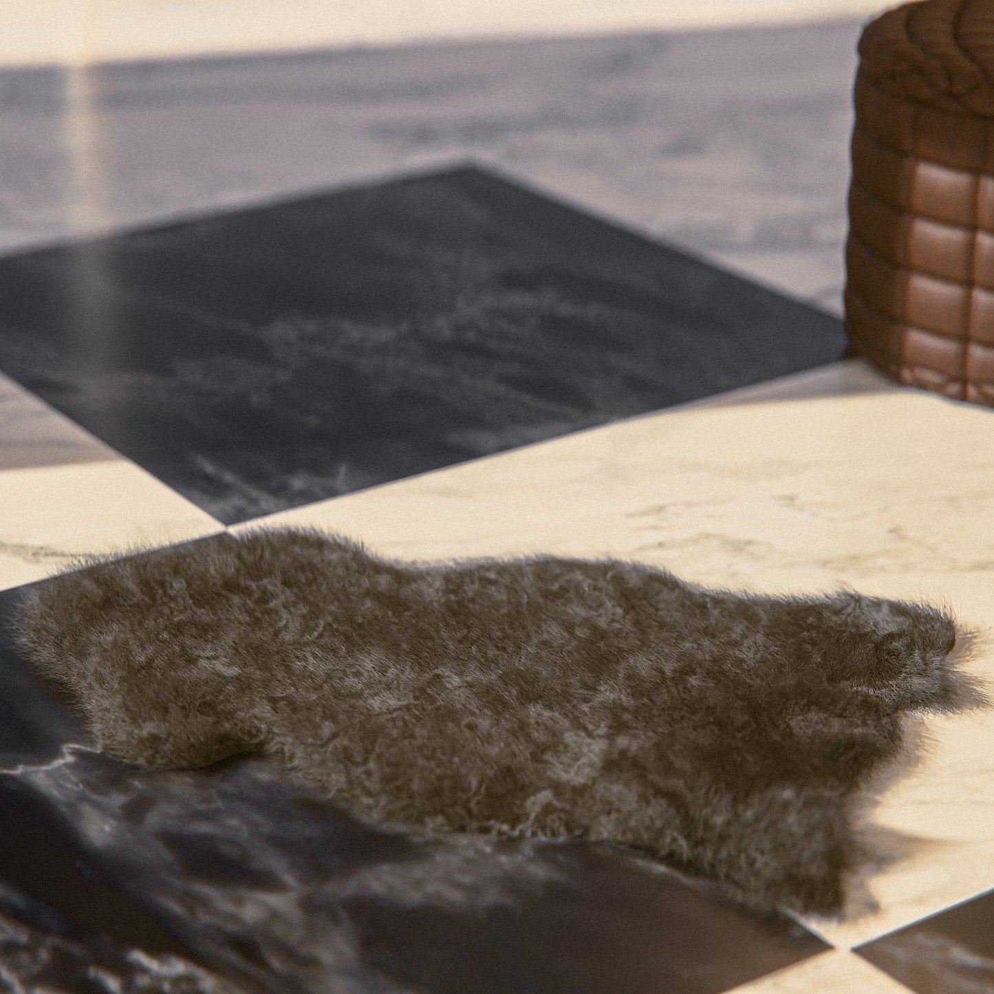 Dark Brown Furry Sheepskin Rug #A202 by Hide Hoof