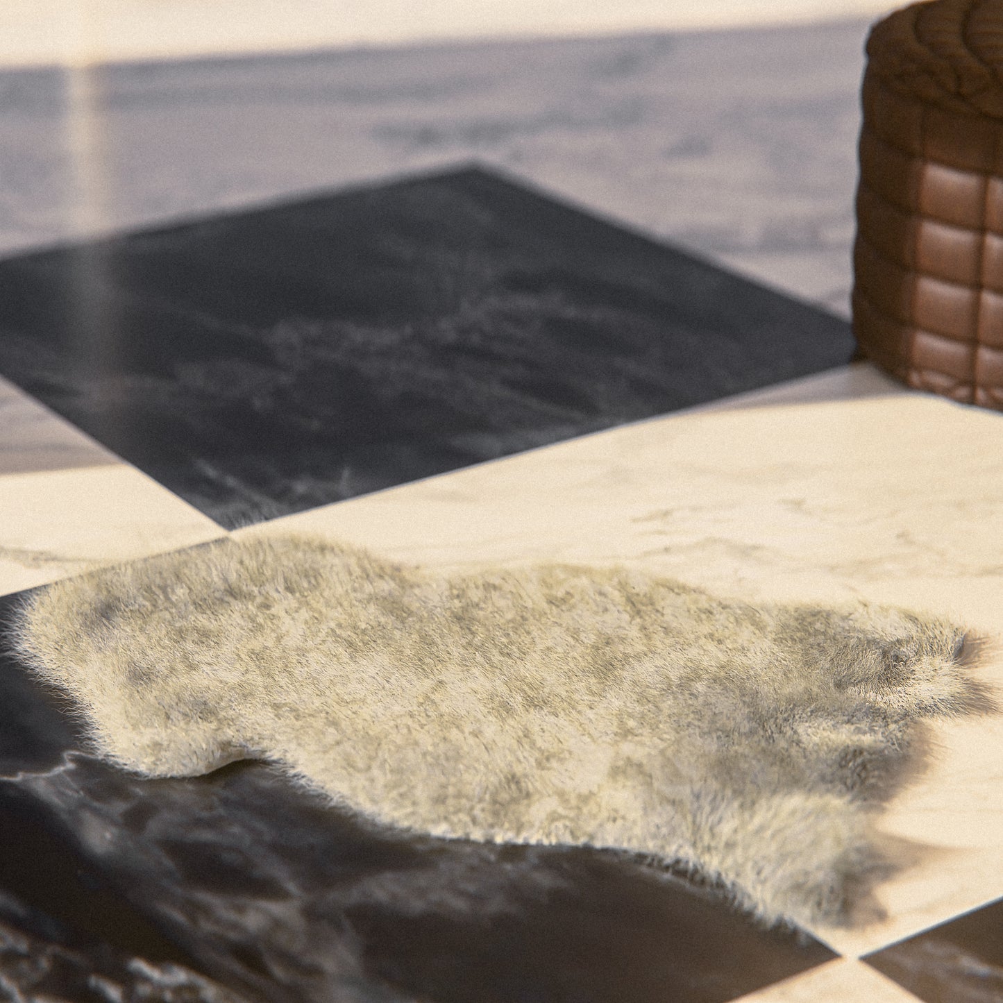 Linen Furry Sheepskin Rug #A203 by Hide Hoof