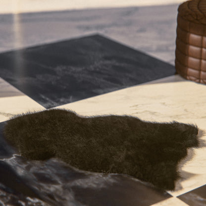 Black Furry Sheepskin Rug #A201 by Hide Hoof