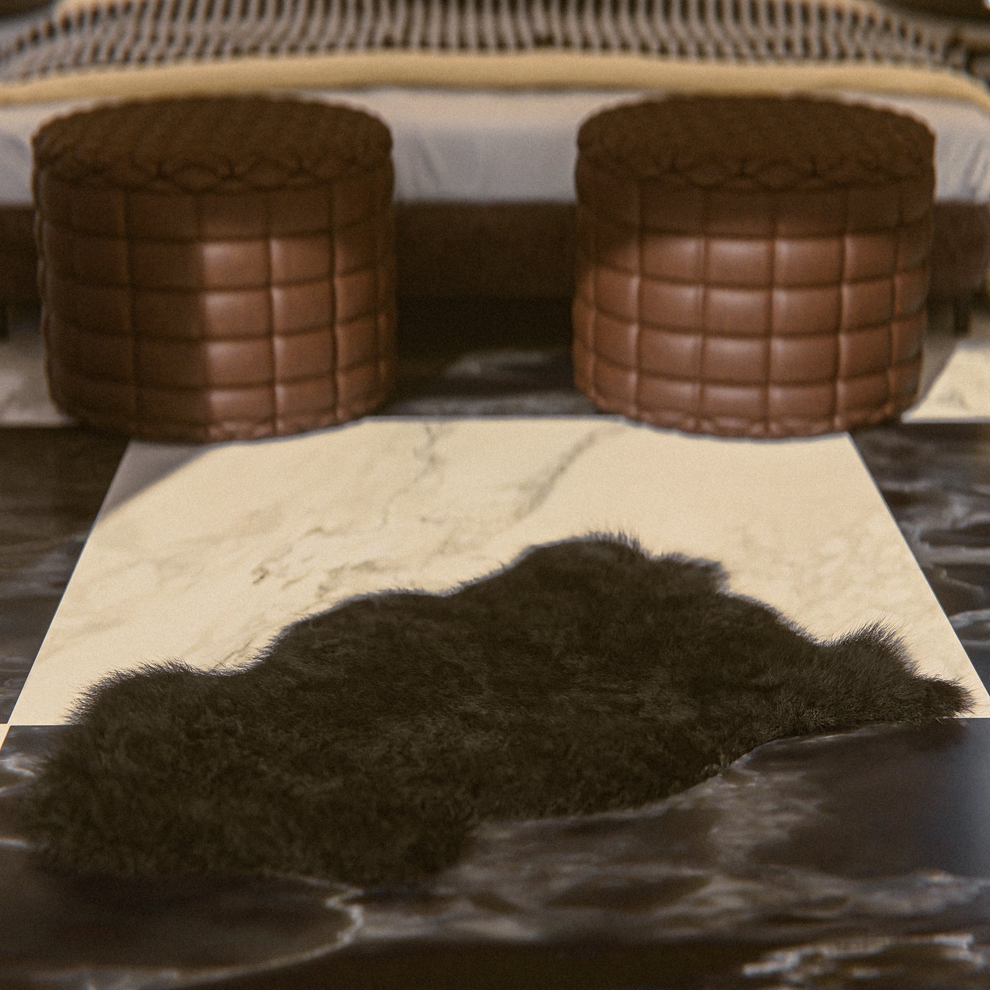 Black Furry Sheepskin Rug #A201 by Hide Hoof