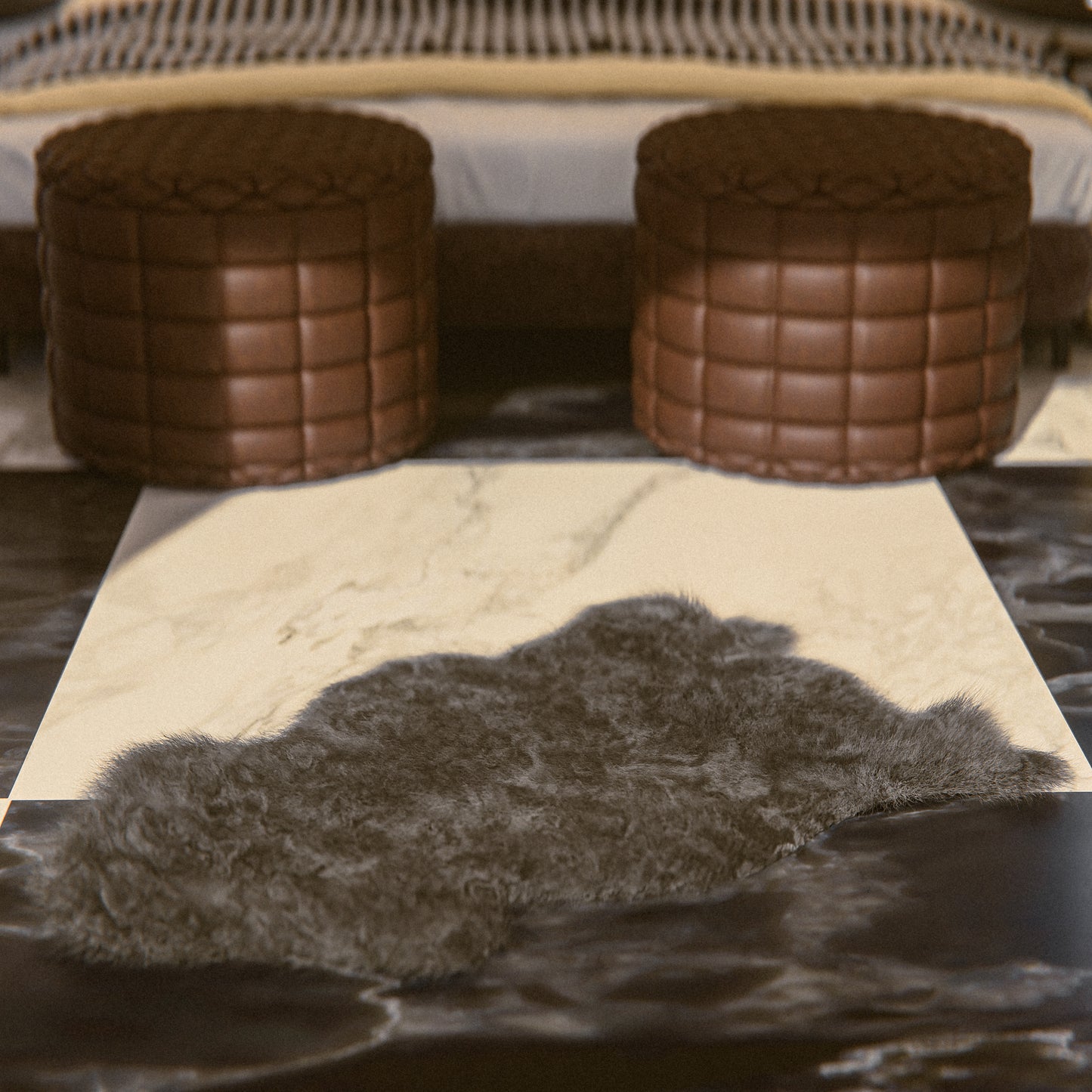 Dark Brown Furry Sheepskin Rug #A202 by Hide Hoof