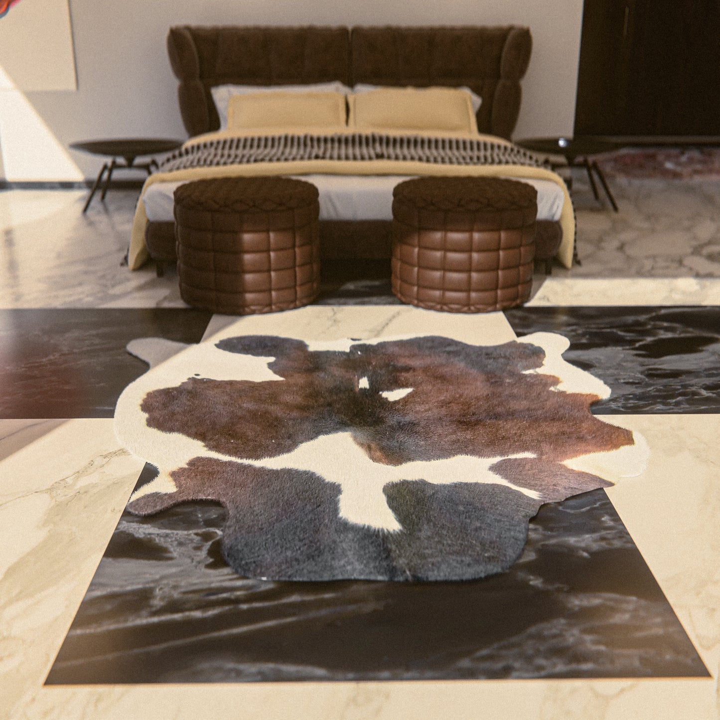 Chocolate and White Cowhide Rug #A018 by Hide Hoof