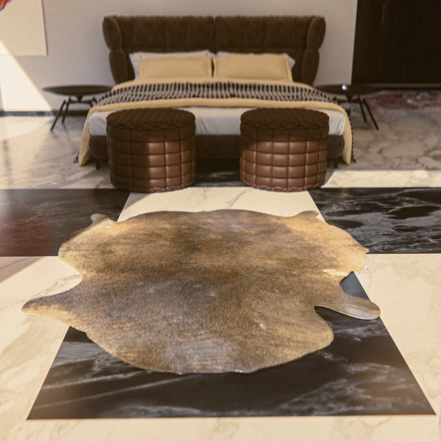 Warm Brown & White Cowhide Rug #A015 by Hide Hoof