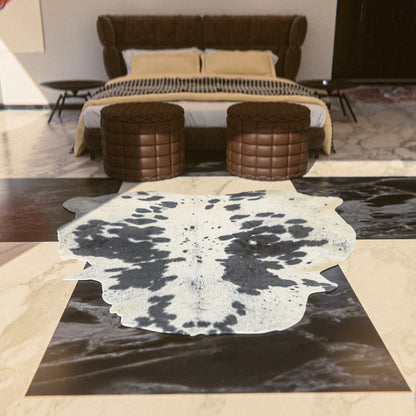 Black and White Cowhide Rug #A008 by Hide Hoof