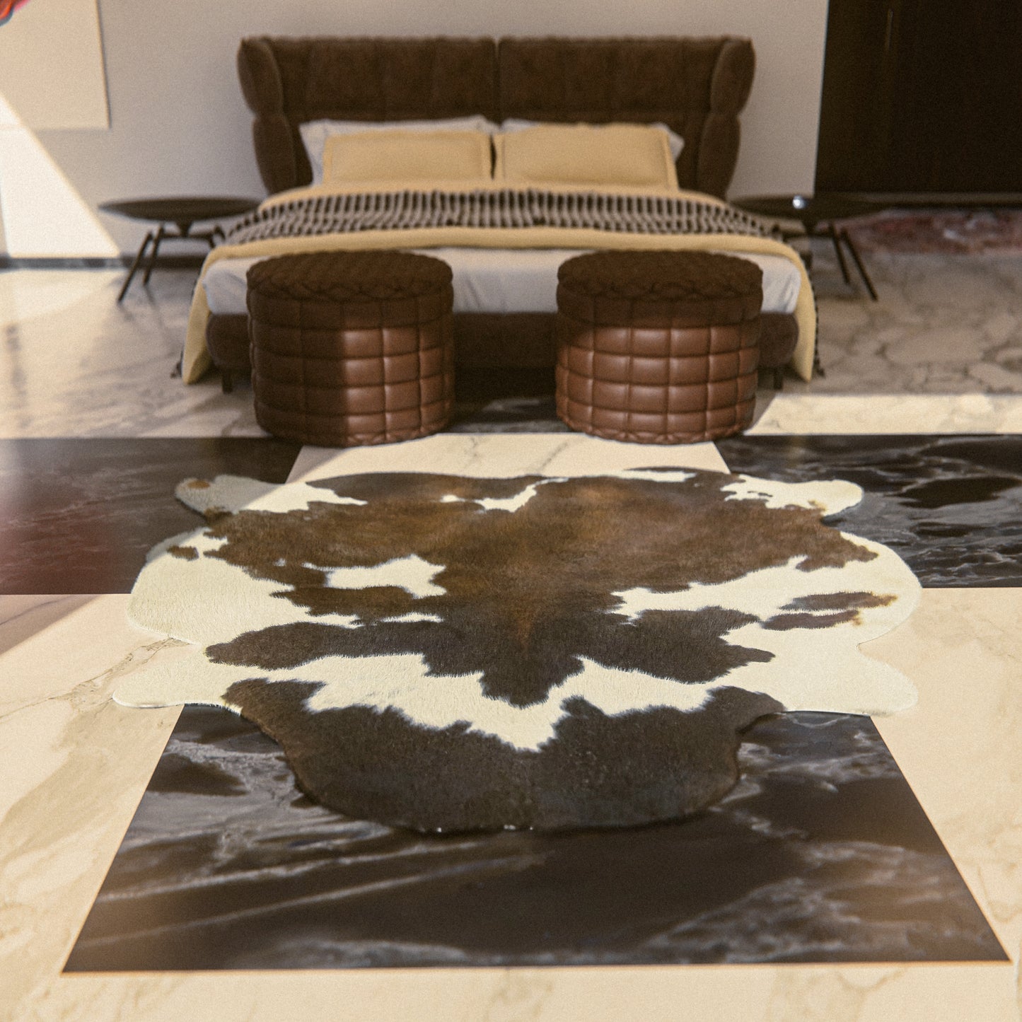 Chocolate and White Cowhide Rug #A028 by Hide Hoof