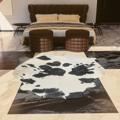 Oval Black & White Cowhide Rug #A006 by Hide Hoof