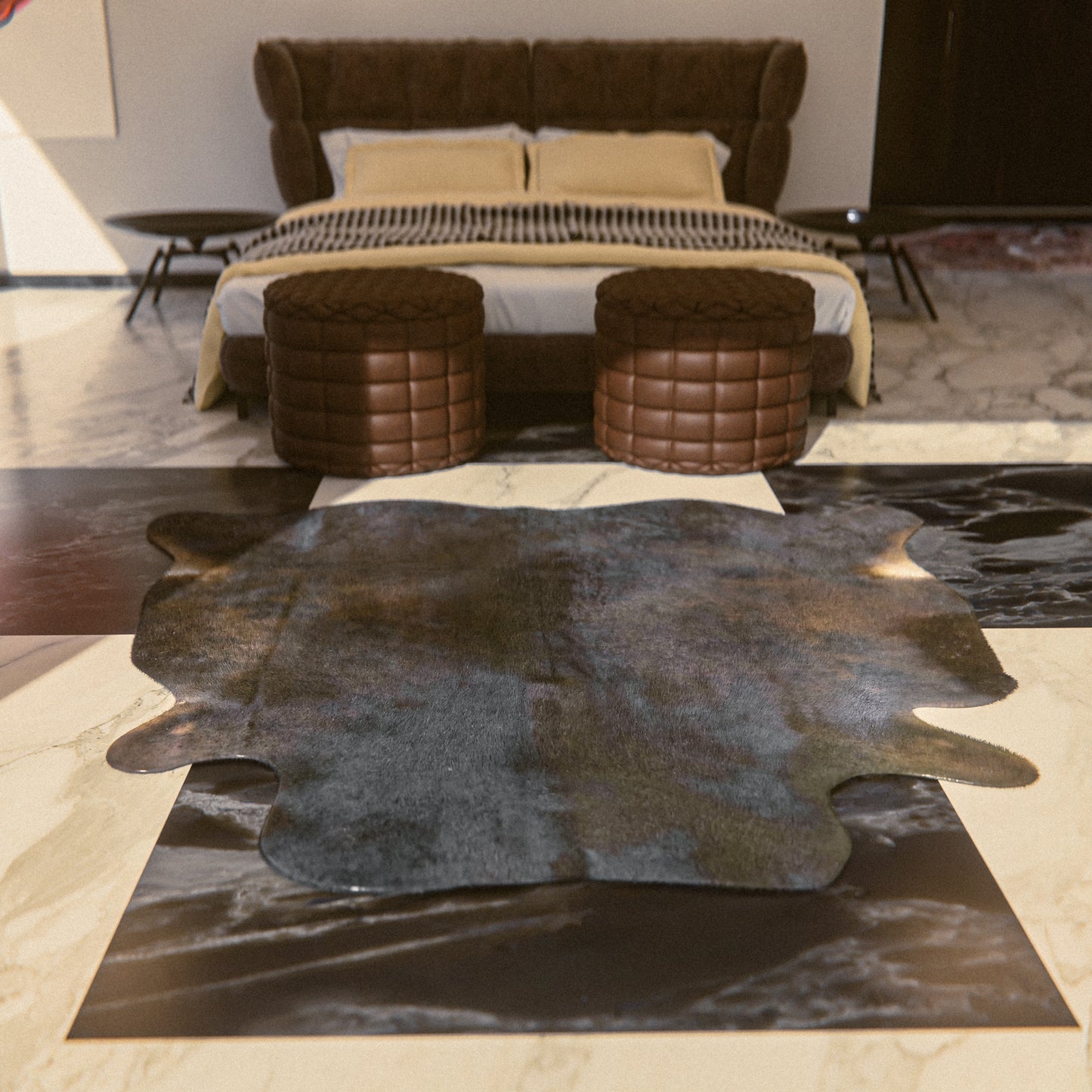 Solid Black Cowhide Rug #A002 by Hide Hoof