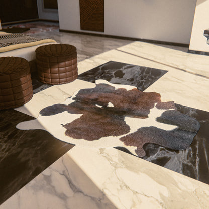 Chocolate and White Cowhide Rug #A018 by Hide Hoof