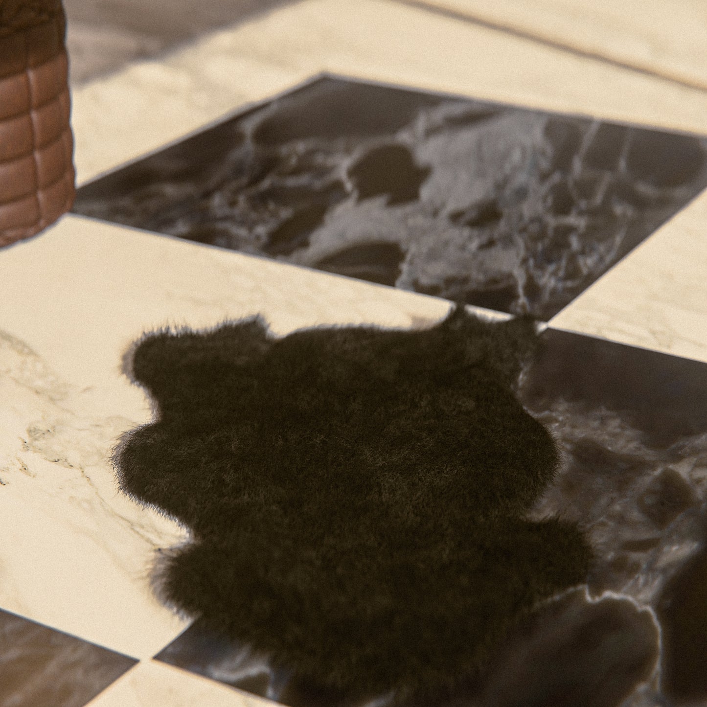 Black Furry Sheepskin Rug #A201 by Hide Hoof