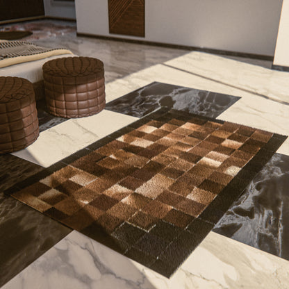 Squared Tricolor Patchwork Rug #A151 by Hide Hoof