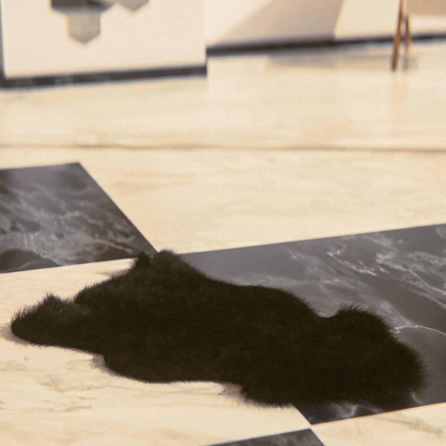 Black Furry Sheepskin Rug #A201 by Hide Hoof